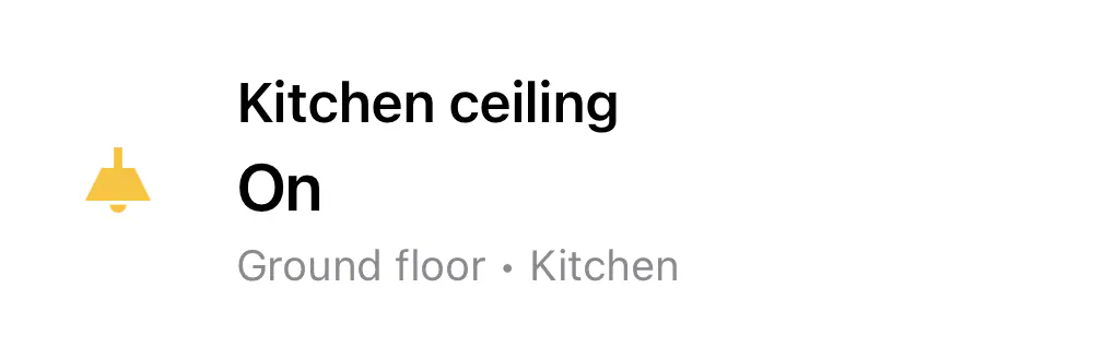 An example result card shows the Kitchen ceiling light on, in Ground floor · Kitchen.