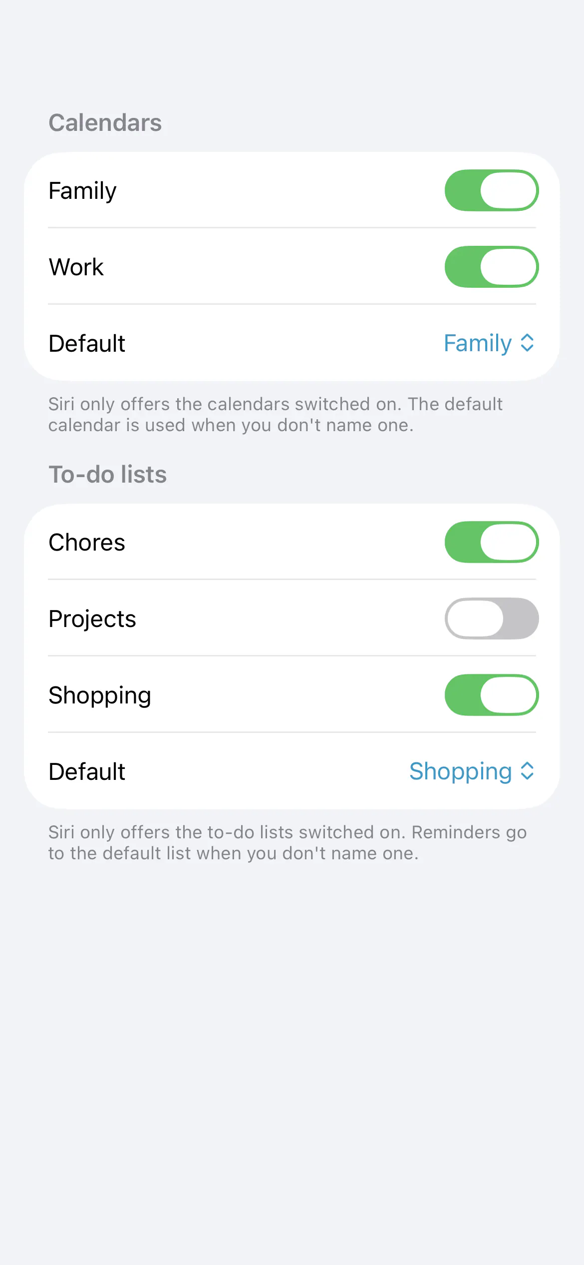 Siri configuration for calendars and to-do lists on a Home Assistant server