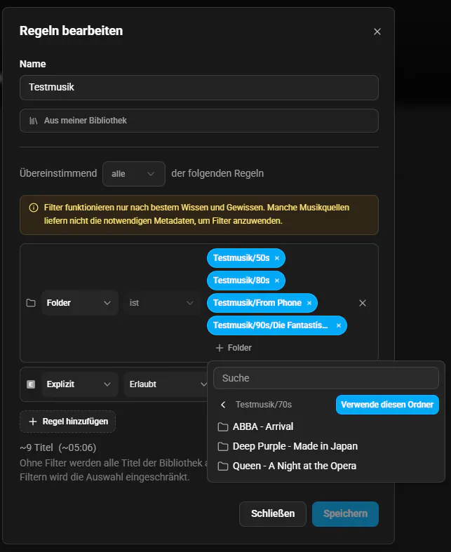 Music Assistant smart-playlist editor with selected folders and a folder picker.